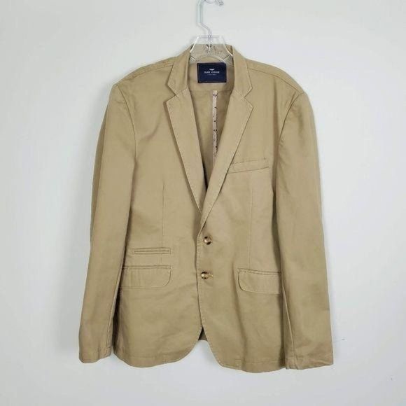 Park Avenue Tan Brown Single-Breasted Two Buttons Fitted Cotton Blazer - Picture 1 of 5
